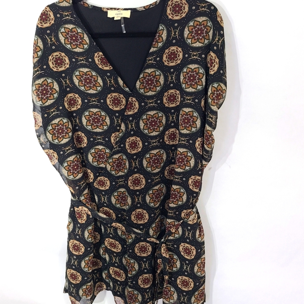 Entro Women's Size Medium M Mini Dress Black with Circular Design Office‎ - Picture 2 of 11